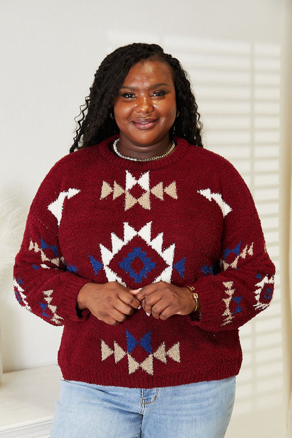 HEYSON Full Size Aztec Soft Fuzzy Sweater - AnnieMae21