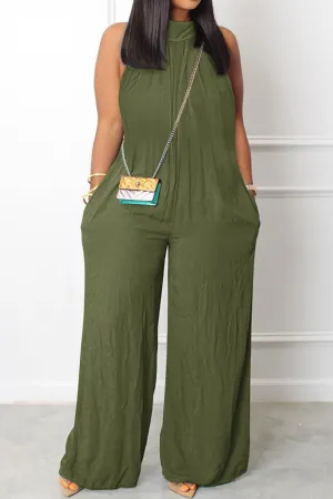 Casual Solid Basic Half A Turtleneck Regular Jumpsuits - AnnieMae21