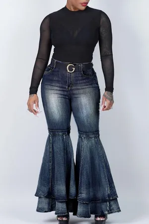 Street Solid Patchwork Plus Size Jeans - AnnieMae21