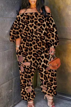  Our Leopard Print Plus Size Sexy Street Print Hollowed Out Cut Out Off the Shoulder Plus Size Jumpsuits are designed to help you unleash your inner diva, radiate confidence, and embrace your individuality with pride.