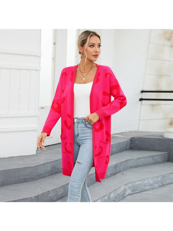 Colorblock Leopard Print Plus Size Sweater Coat - AnnieMae21