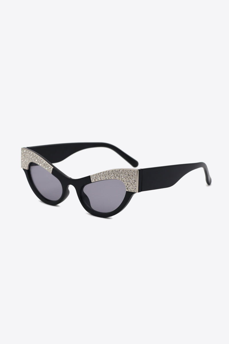 UV400 Rhinestone Trim Cat-Eye Sunglasses - AnnieMae21