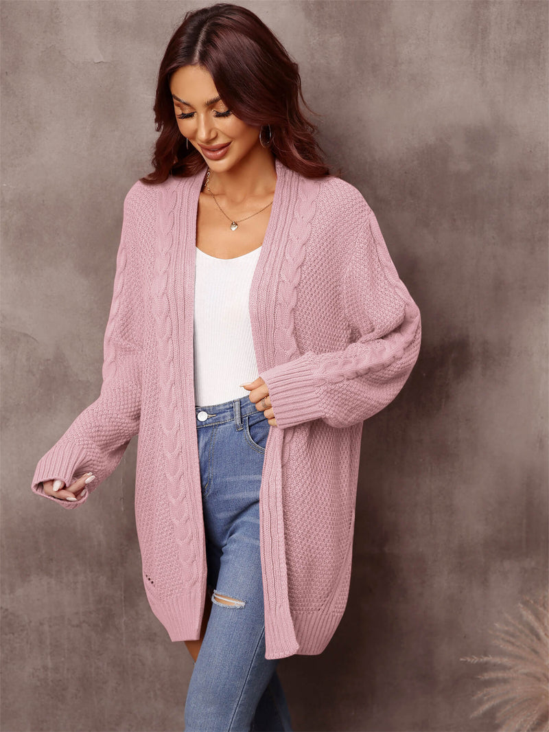 Warm Fall Mixed Knit Open Front Longline Cardigan - AnnieMae21