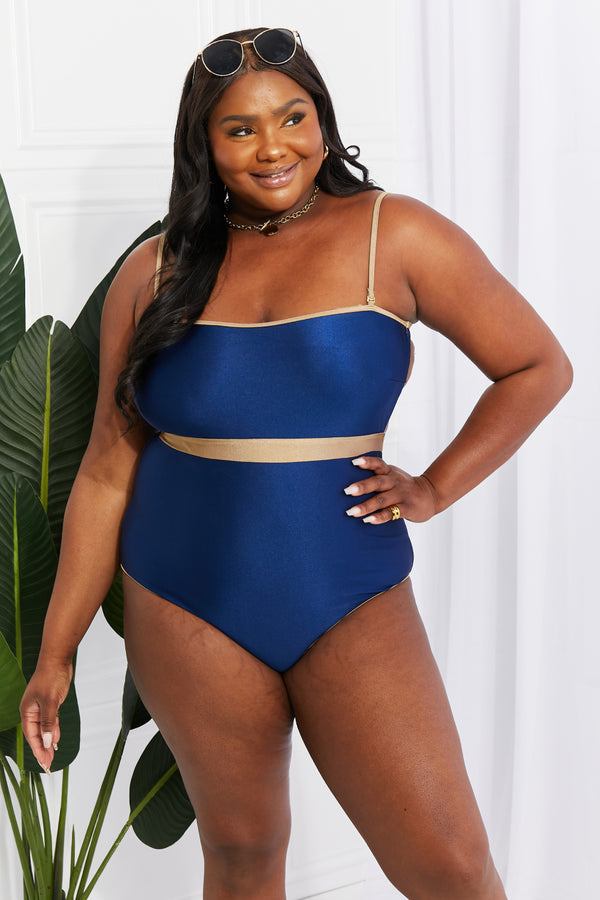 Marina West Swim Wave Break Contrast Trim One-Piece - AnnieMae21