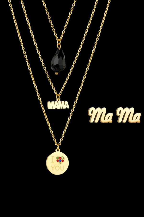 Triple-layer MAMA I LOVE YOU 18K gold-plated Pendant Combo Deal - AnnieMae21