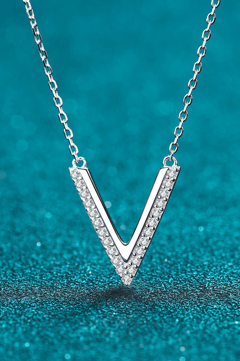 Sterling Silver V Letter Pendant Necklace - AnnieMae21