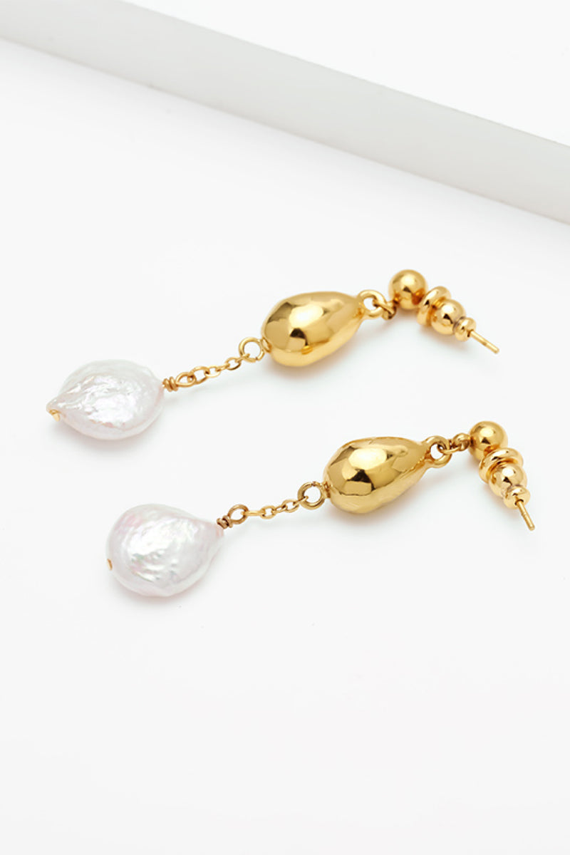 18K Gold-Plated Two-Tone Pearl Drop Earrings - AnnieMae21