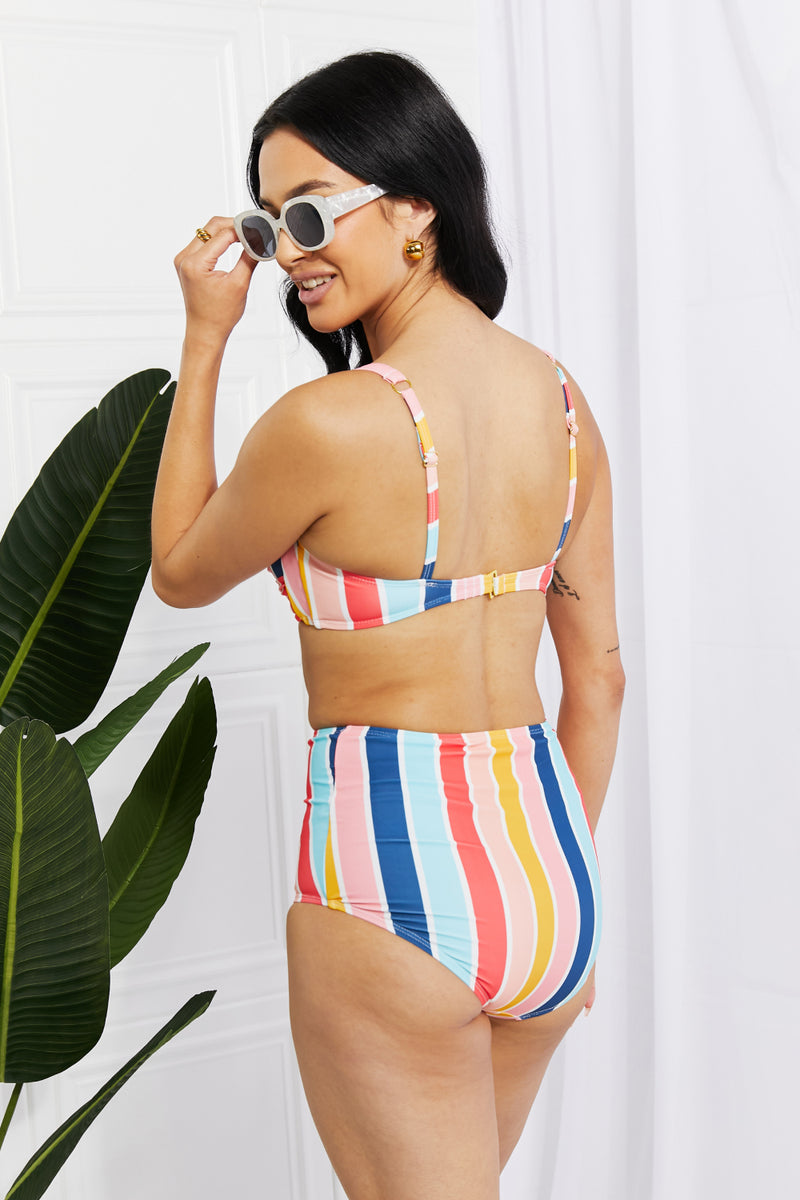 Marina West Swim Take A Dip Twist High-Rise Bikini in Stripe - AnnieMae21