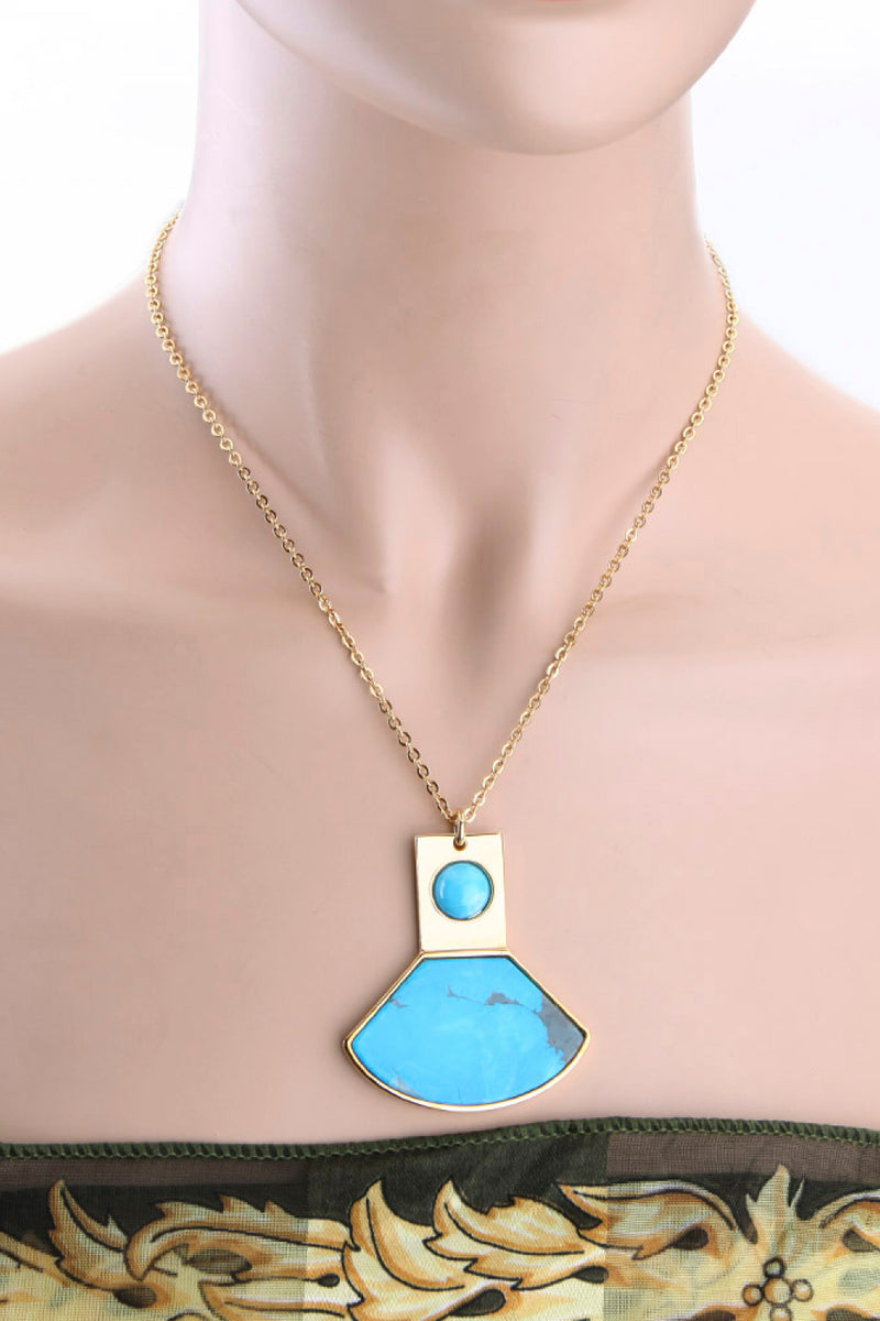 18K Gold Plated Turquoise Pendant Necklace - AnnieMae21