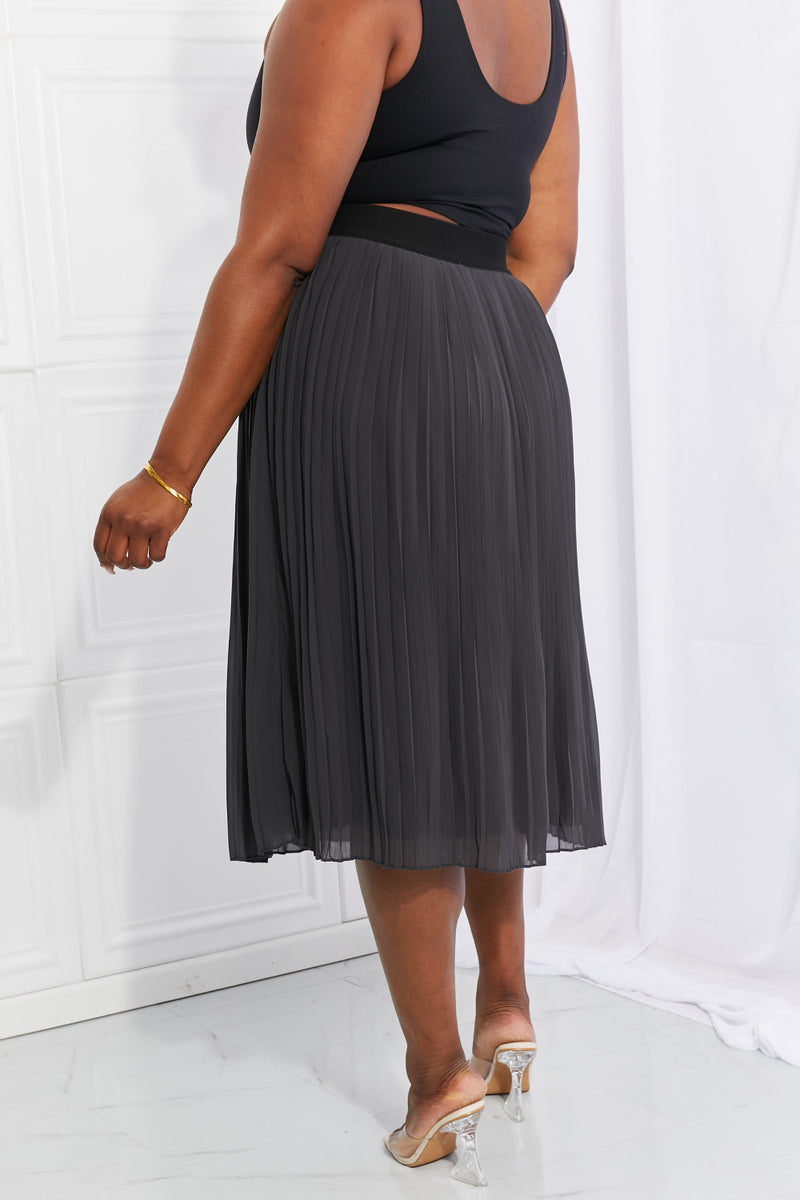 Zenana Full Size Romantic At Heart Pleated Chiffon Midi Skirt - AnnieMae21