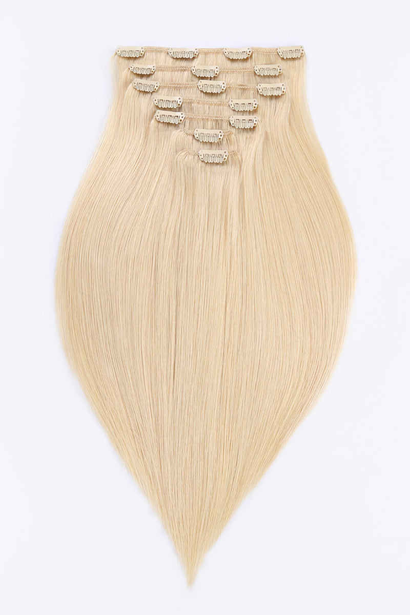 20" 120g Clip-in Hair Extensions Indian Human Hair in Blonde - AnnieMae21