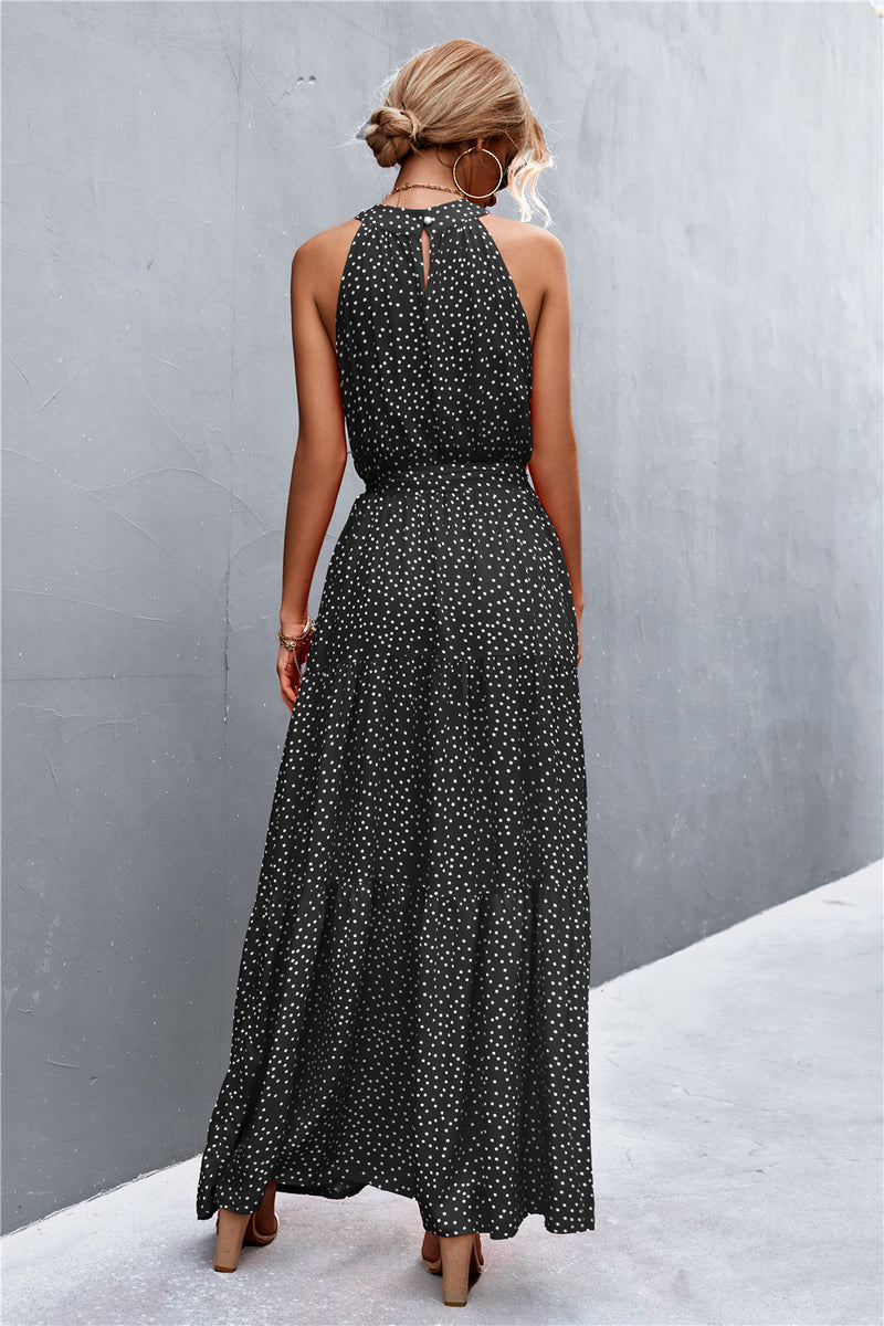 Printed Sleeveless Tie Waist Maxi Dress - AnnieMae21