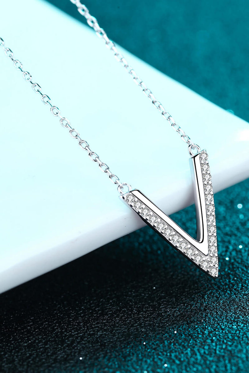 Sterling Silver V Letter Pendant Necklace - AnnieMae21