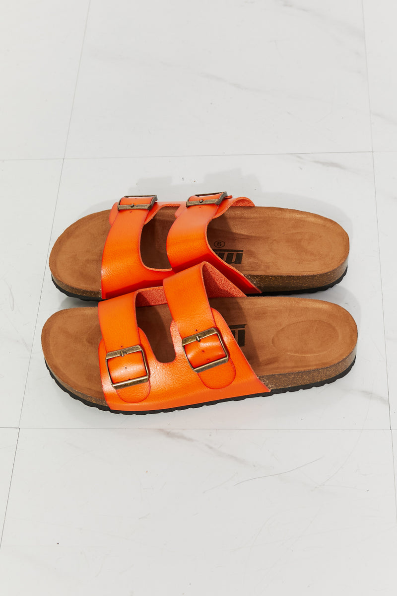 MMShoes Feeling Alive Double Banded Slide Sandals in Orange - AnnieMae21