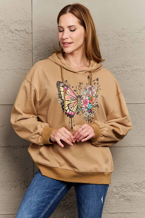 Simply Love Simply Love Full Size Butterfly Graphic Dropped Shoulder Hoodie - AnnieMae21