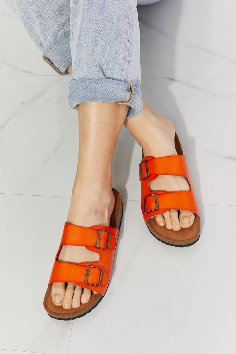 MMShoes Feeling Alive Double Banded Slide Sandals in Orange - AnnieMae21