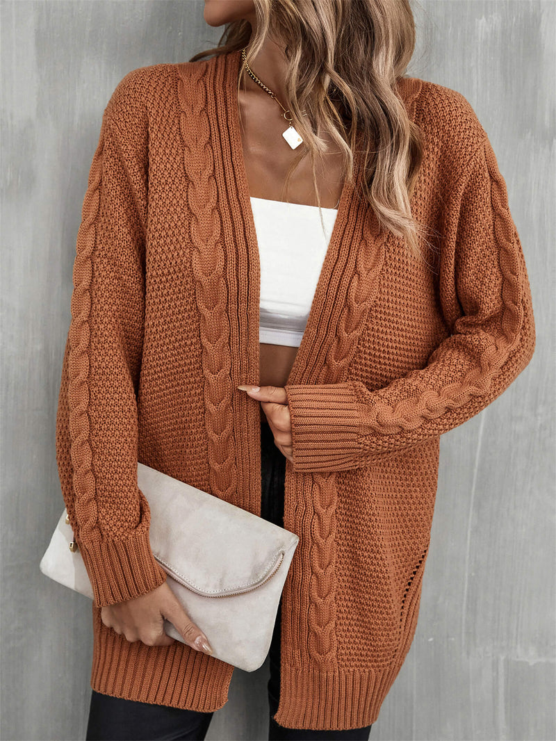 Warm Fall Mixed Knit Open Front Longline Cardigan - AnnieMae21