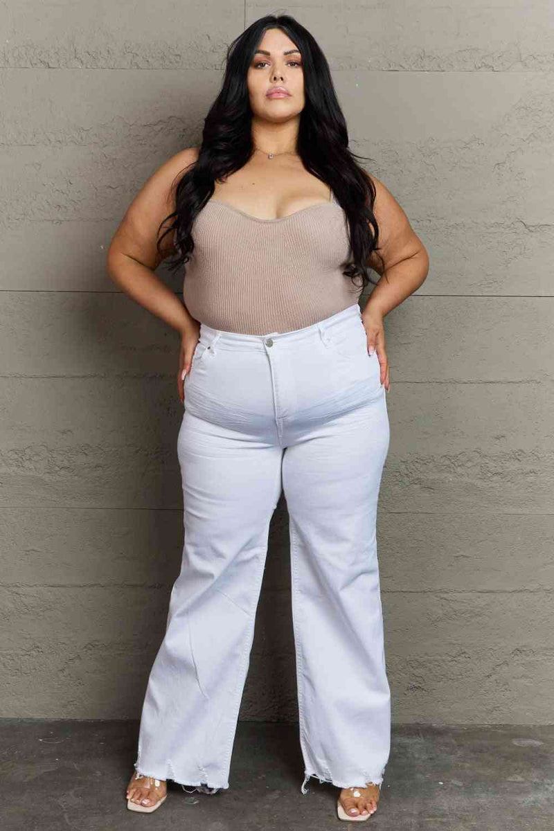 RISEN Raelene Full Size High Waist Wide Leg Jeans in White - AnnieMae21