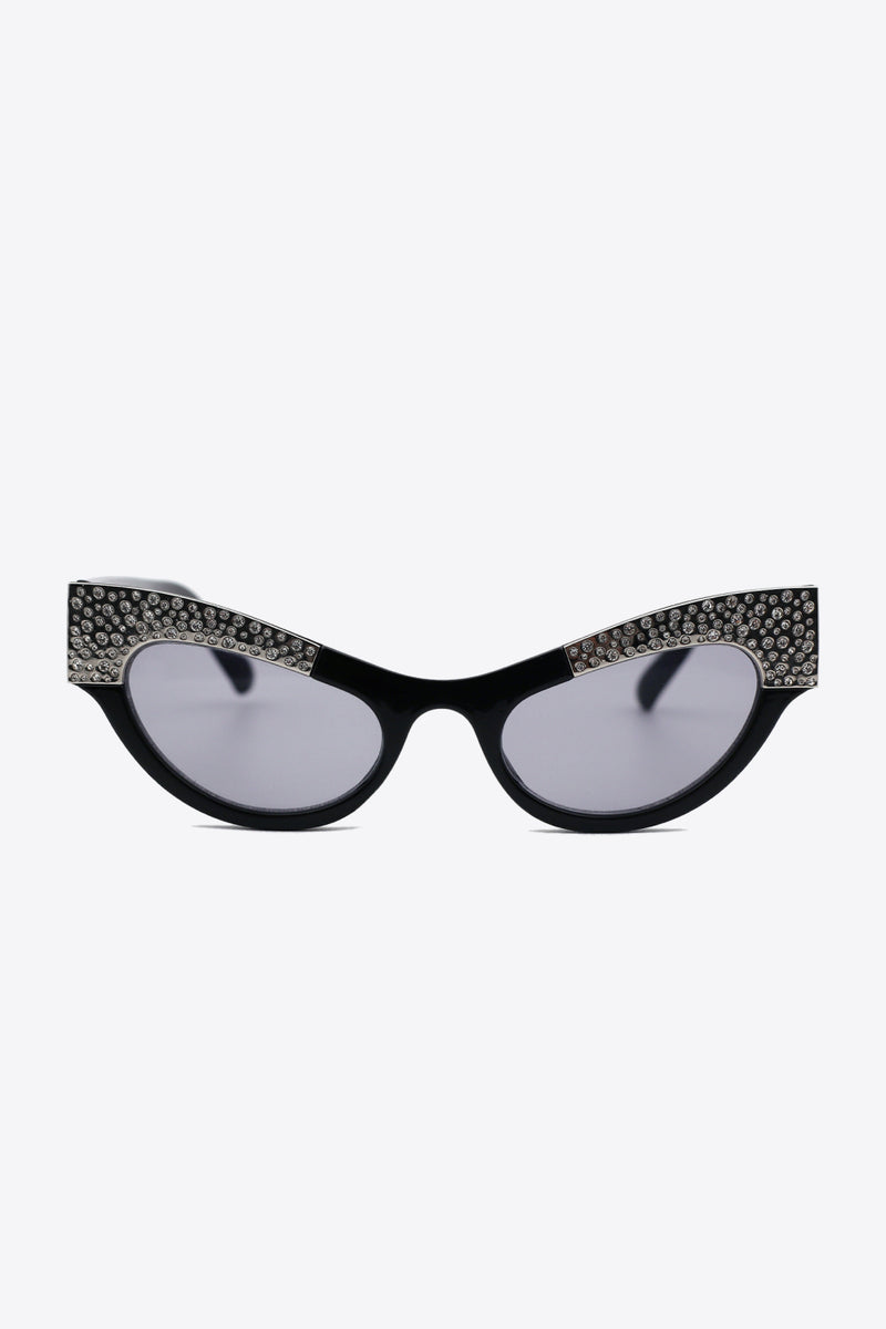 UV400 Rhinestone Trim Cat-Eye Sunglasses - AnnieMae21