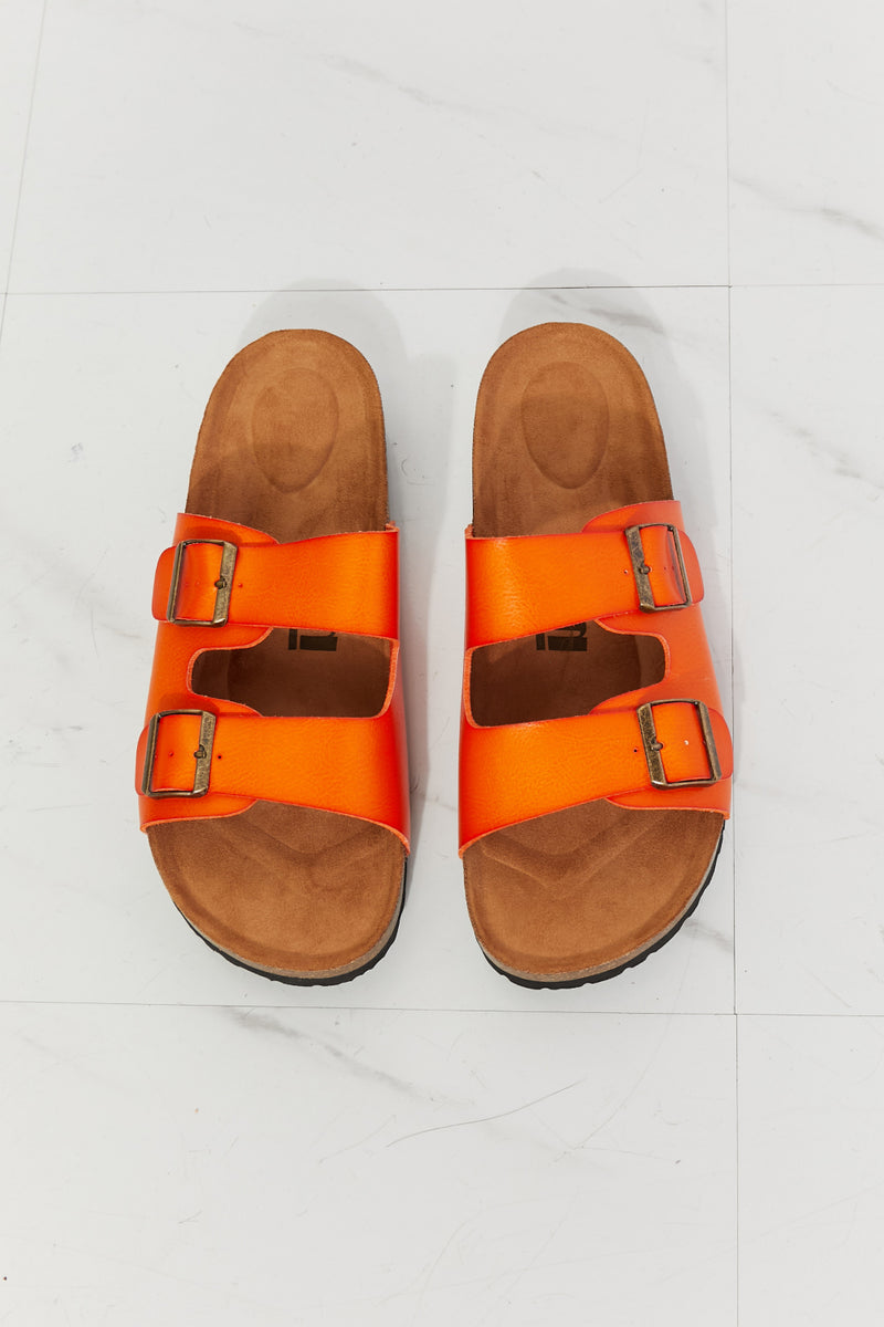 MMShoes Feeling Alive Double Banded Slide Sandals in Orange - AnnieMae21