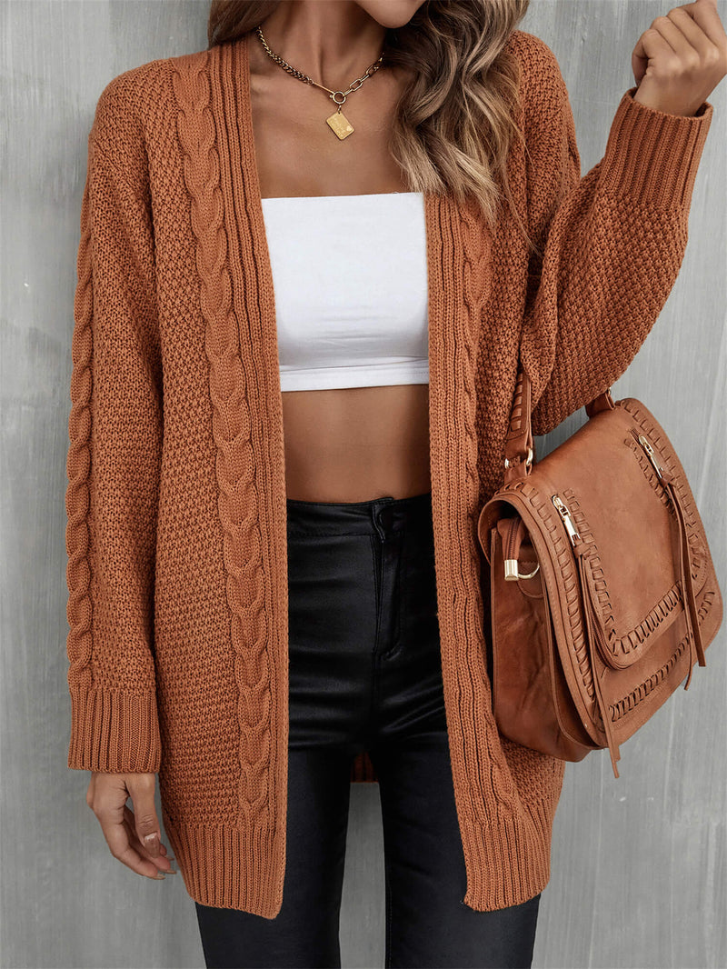 Warm Fall Mixed Knit Open Front Longline Cardigan - AnnieMae21