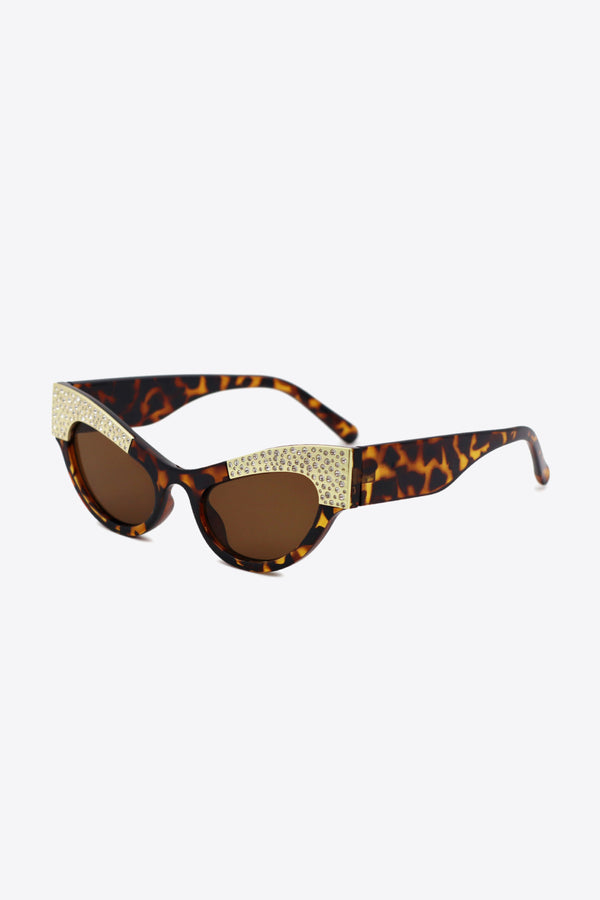 UV400 Rhinestone Trim Cat-Eye Sunglasses - AnnieMae21
