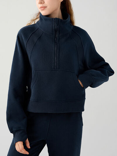 Half Zip Pocketed Active Sweatshirt