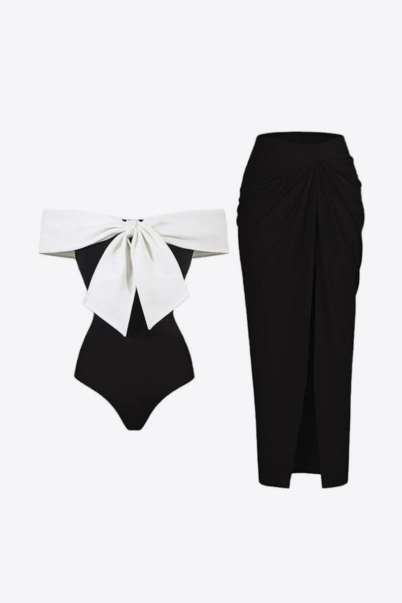 Contrast Bow Detail Two-Piece Swim Set - AnnieMae21