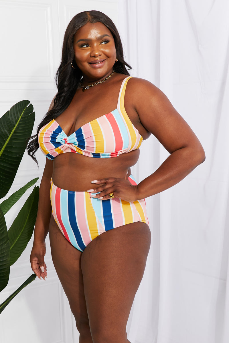 Marina West Swim Take A Dip Twist High-Rise Bikini in Stripe - AnnieMae21