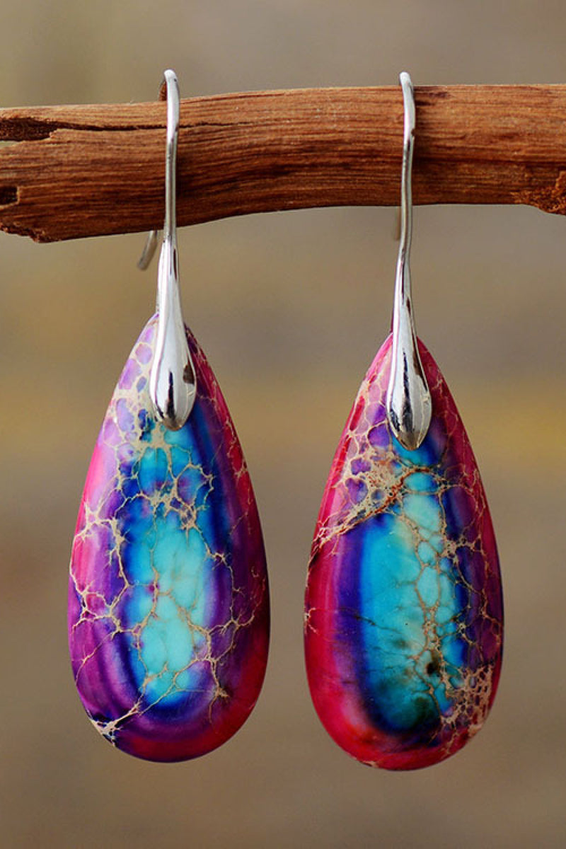 Handmade Teardrop Shape Natural Stone Dangle Earrings - AnnieMae21