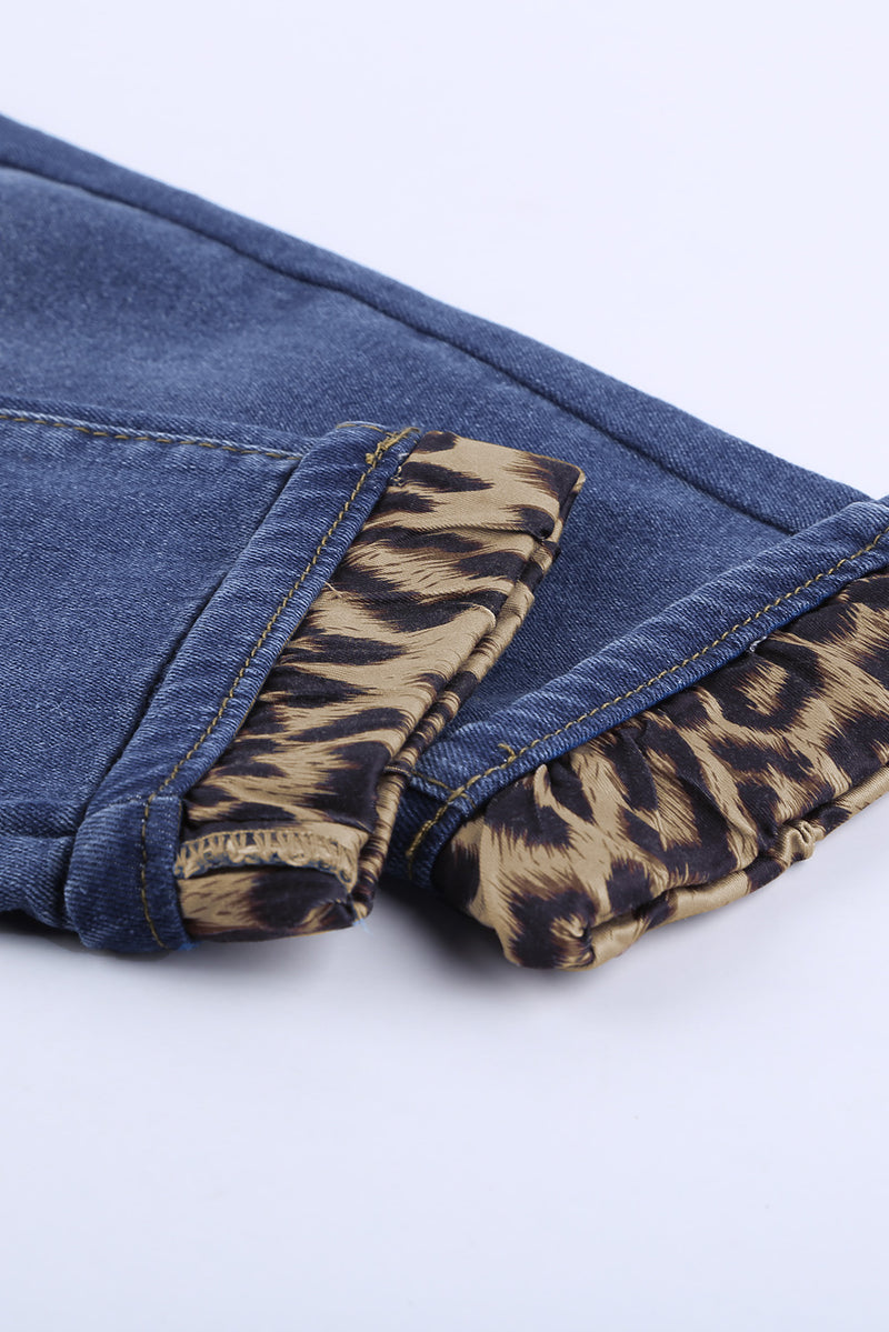 Leopard Patchwork Distressed Jeans - AnnieMae21