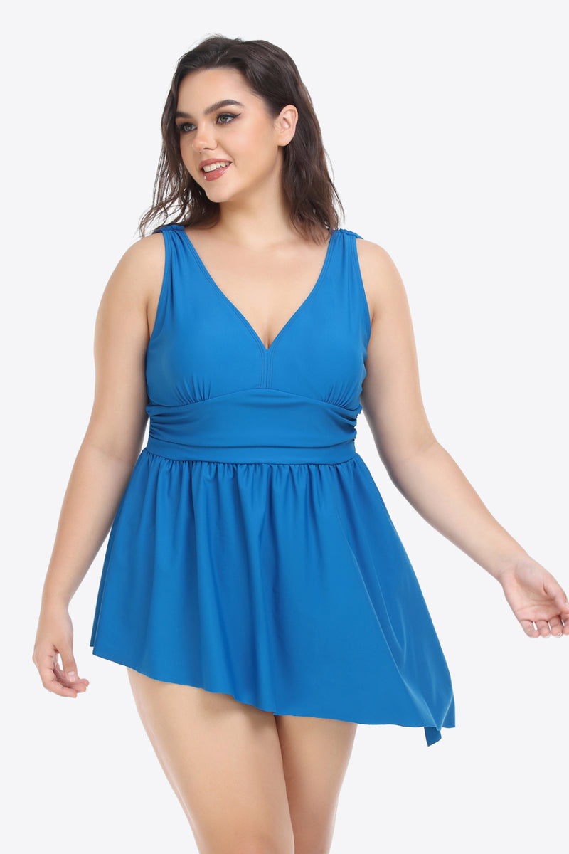 Plus Size Plunge Sleeveless Two-Piece Swimsuit - AnnieMae21