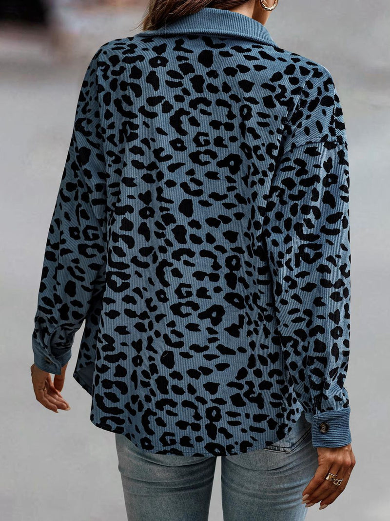 Full Size Leopard Buttoned Jacket - AnnieMae21