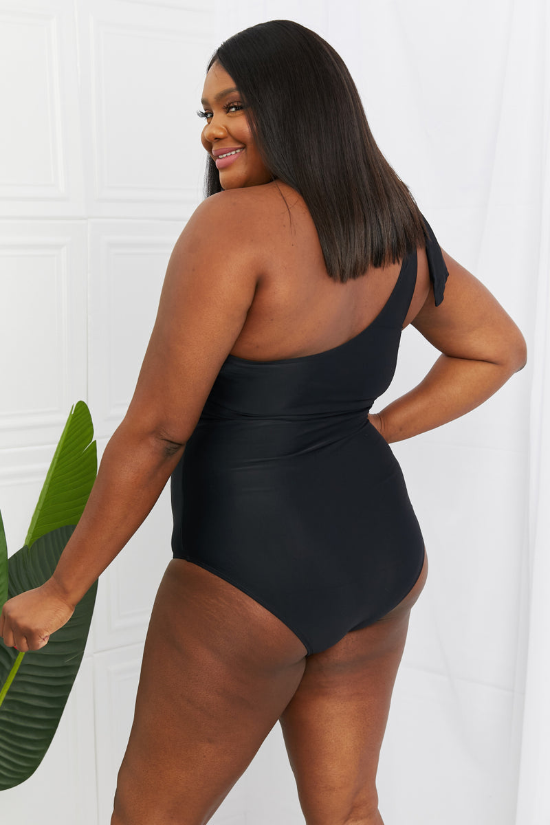 Marina West Swim Deep End One-Shoulder One-Piece Swimsuit in Black - AnnieMae21