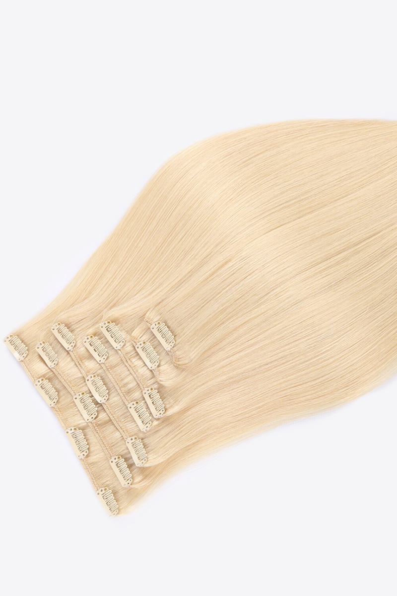 20" 120g Clip-in Hair Extensions Indian Human Hair in Blonde - AnnieMae21