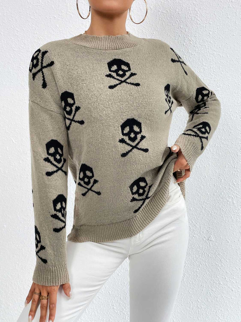 Patterned Drop Shoulder Sweater - AnnieMae21