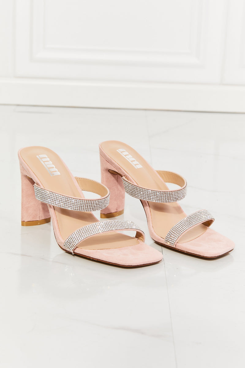 MMShoes Leave A Little Sparkle Rhinestone Block Heel Sandal in Pink - AnnieMae21