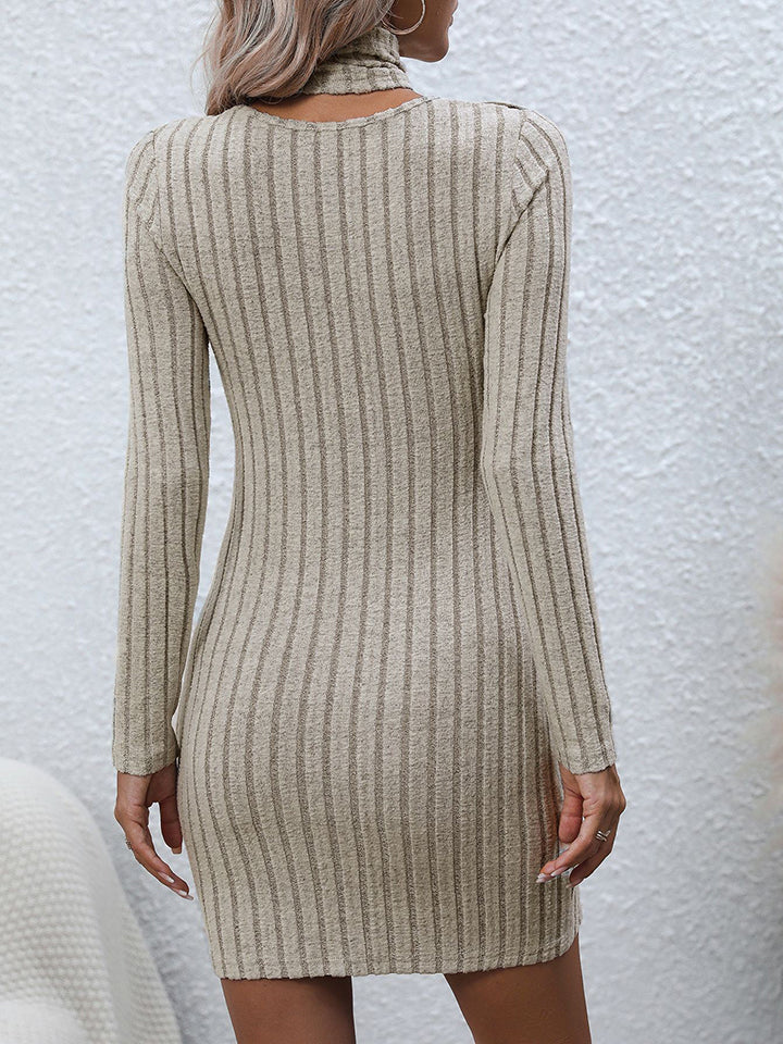 Long Sleeve Ribbed Sweater Dress - AnnieMae21