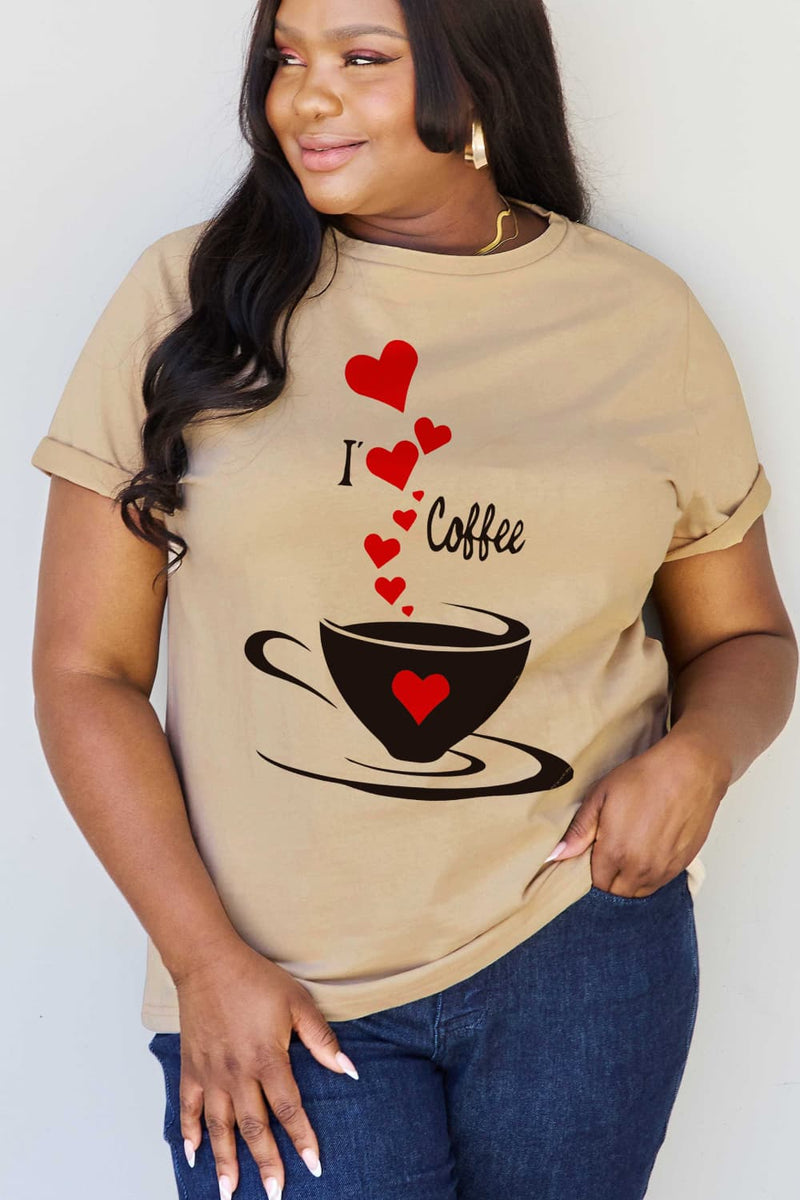 Simply Love Full Size I LOVE COFFEE Graphic Cotton Tee - AnnieMae21