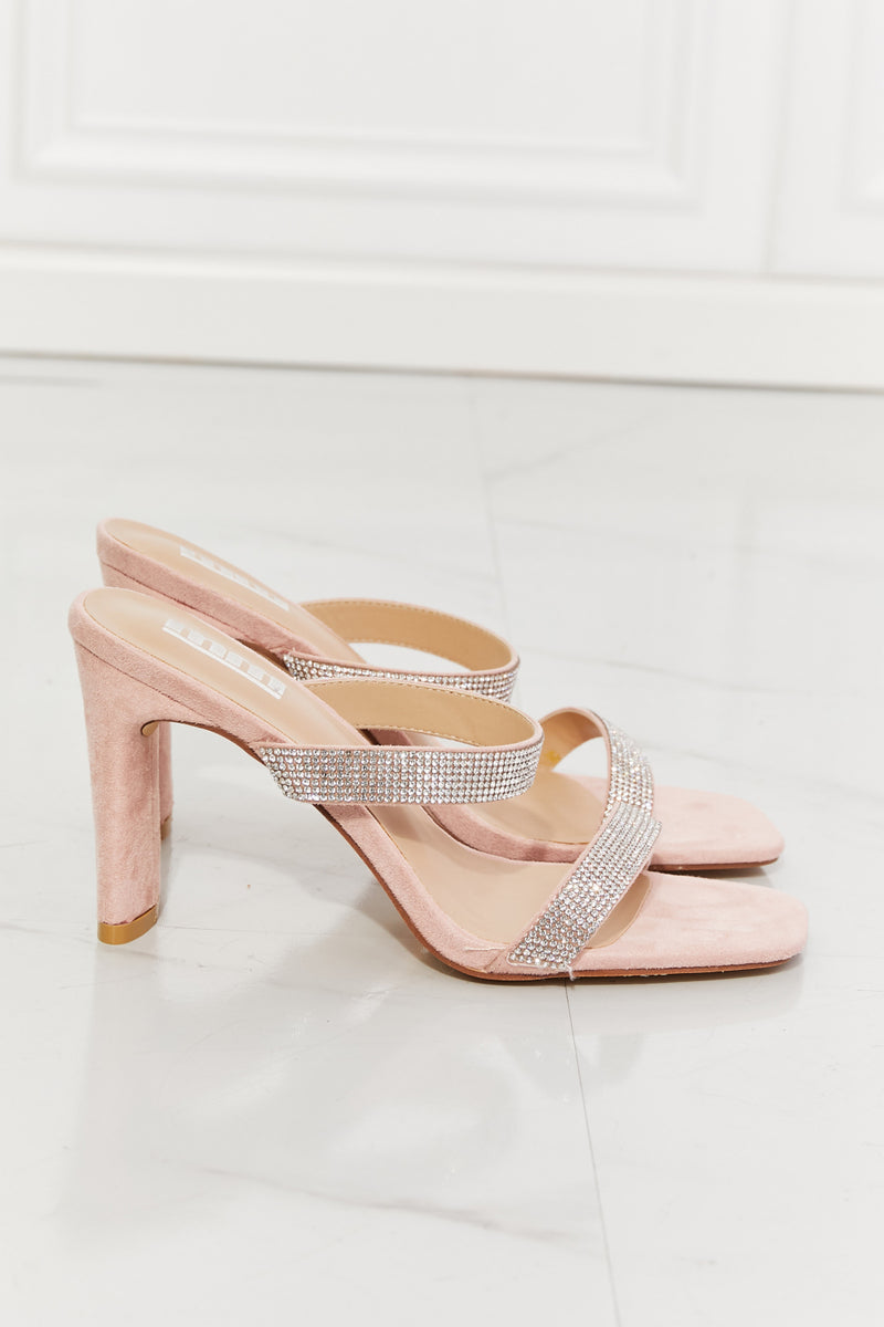 MMShoes Leave A Little Sparkle Rhinestone Block Heel Sandal in Pink - AnnieMae21