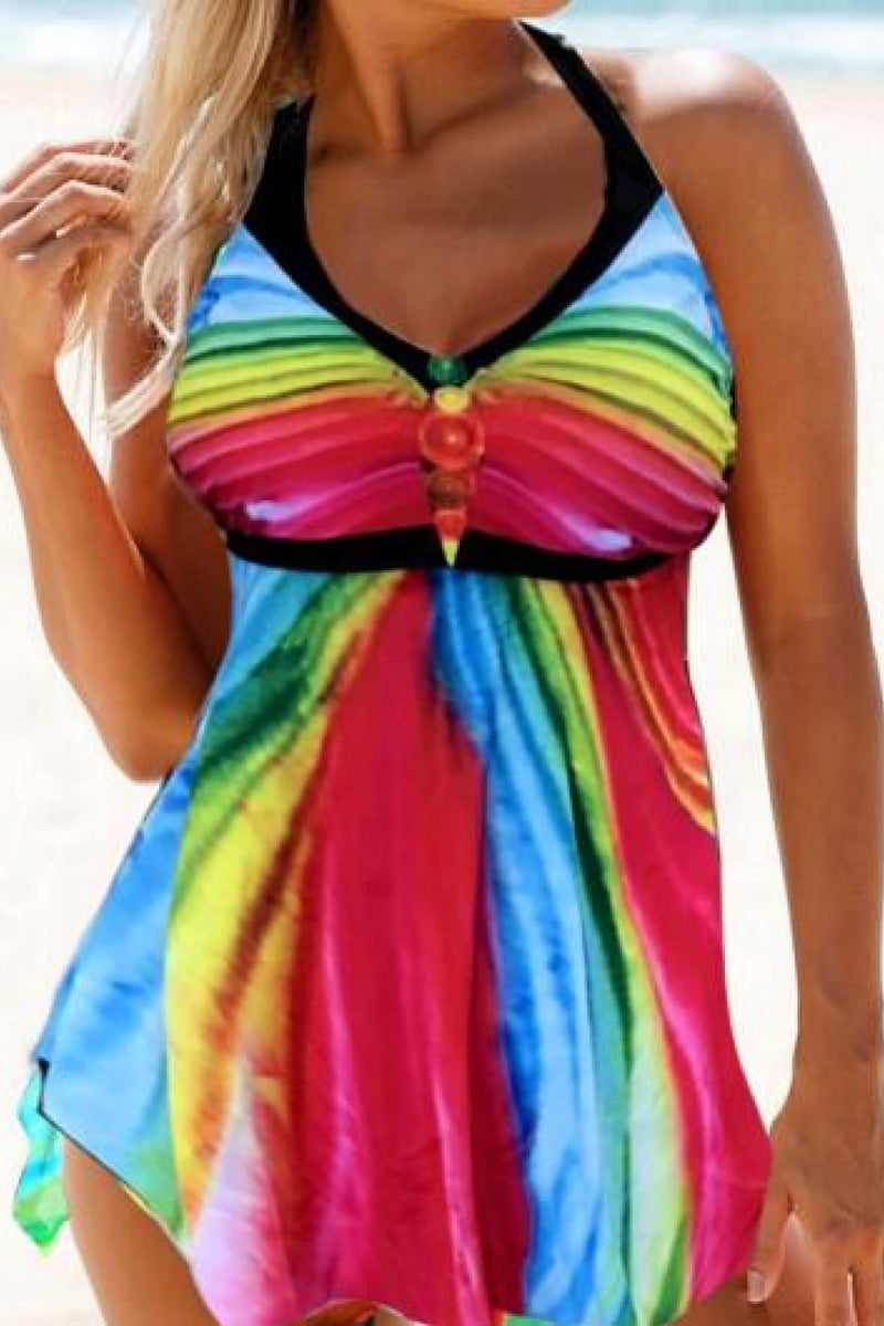 Multicolored Halter Neck Two-Piece Swimsuit - AnnieMae21