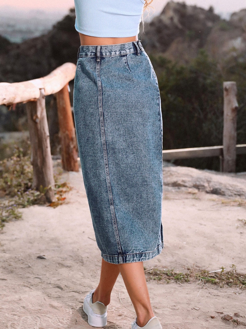 Button Down Denim Skirt - AnnieMae21