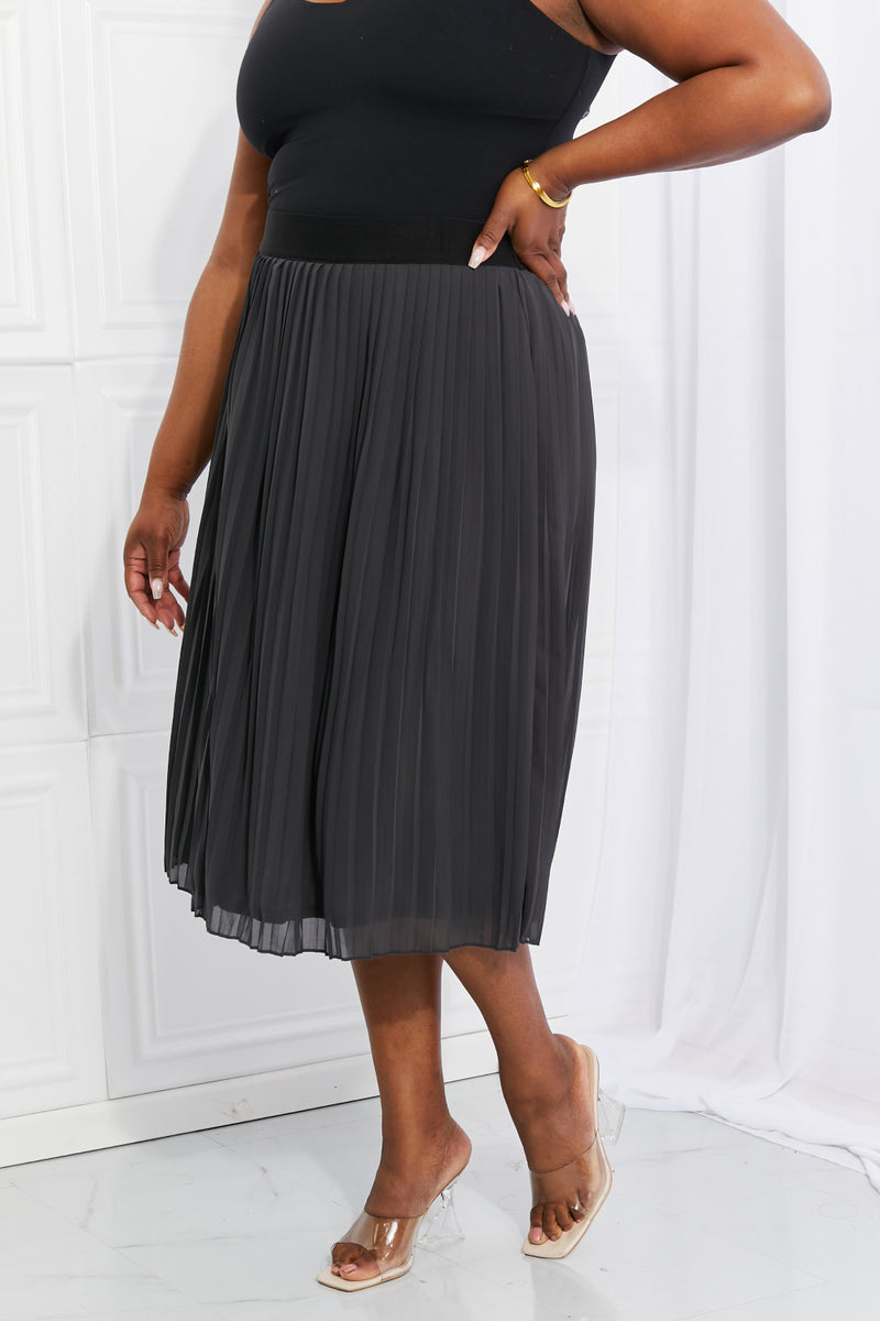 Zenana Full Size Romantic At Heart Pleated Chiffon Midi Skirt - AnnieMae21