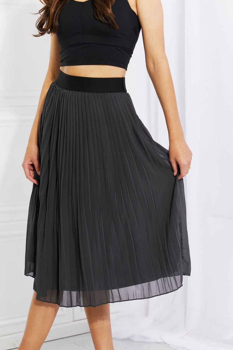 Zenana Full Size Romantic At Heart Pleated Chiffon Midi Skirt - AnnieMae21