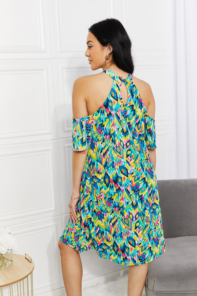 Sew In Love Full Size Perfect Paradise Printed Cold-Shoulder Dress - AnnieMae21