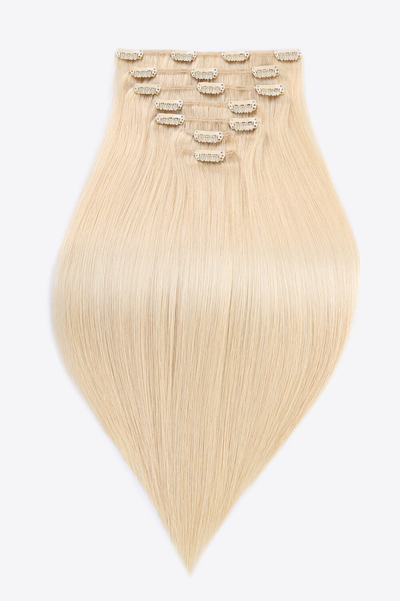 20" 120g Clip-in Hair Extensions Indian Human Hair in Blonde - AnnieMae21