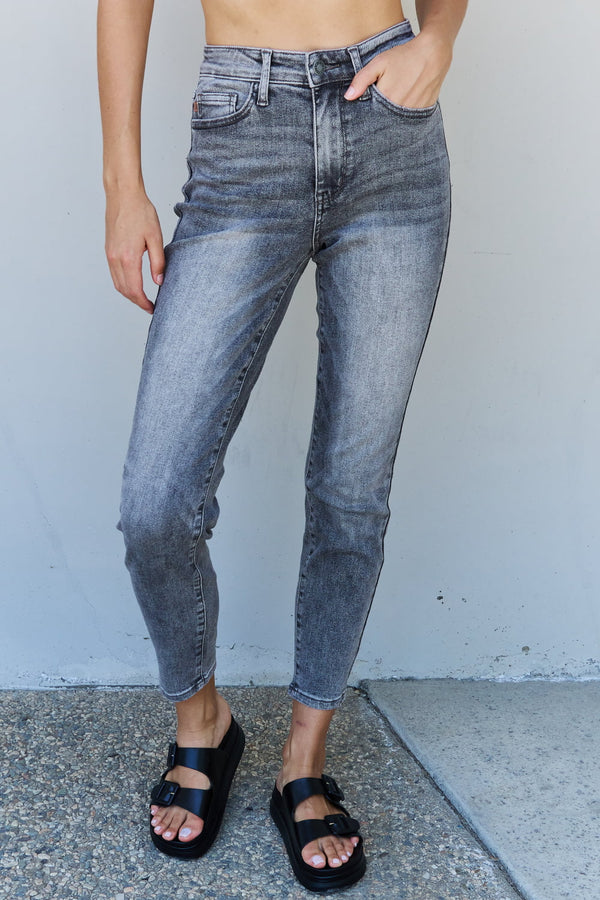 Judy Blue Racquel Full Size High Waisted Stone Wash Slim Fit Jeans - AnnieMae21