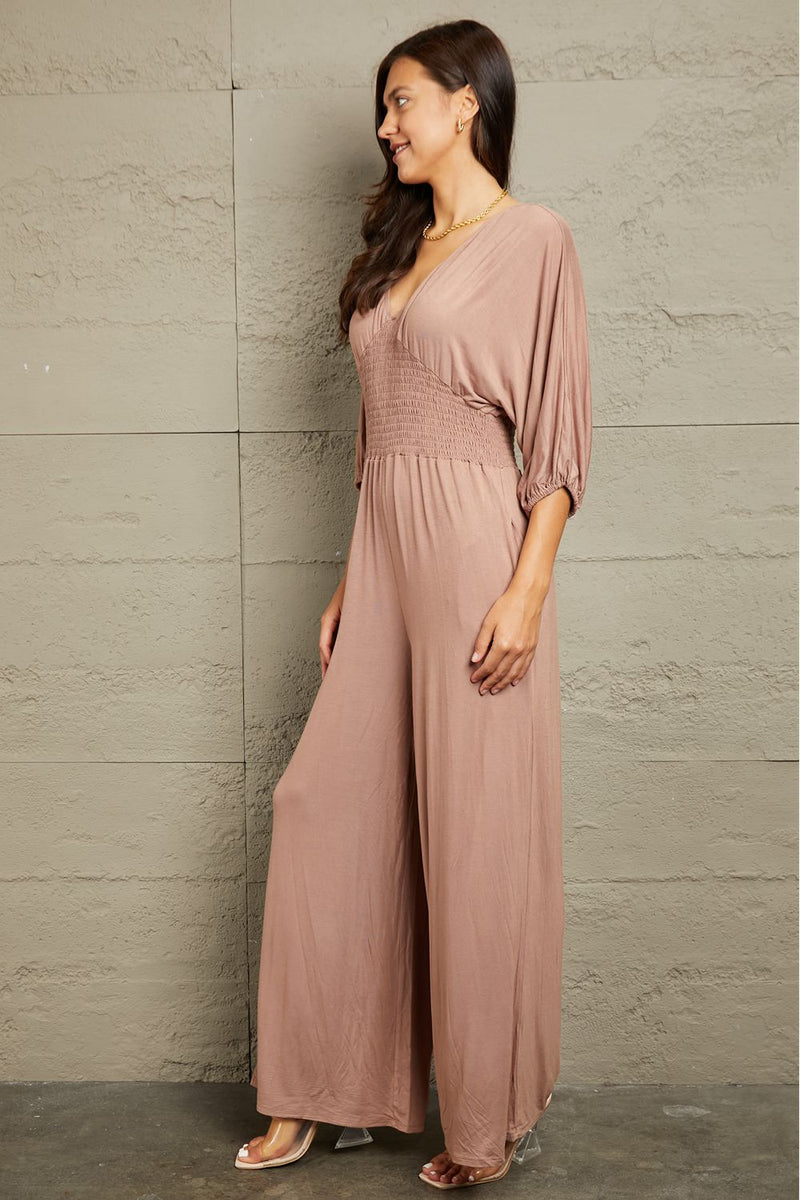 Culture Code Full Size Smocking Waist Jumpsuit - AnnieMae21