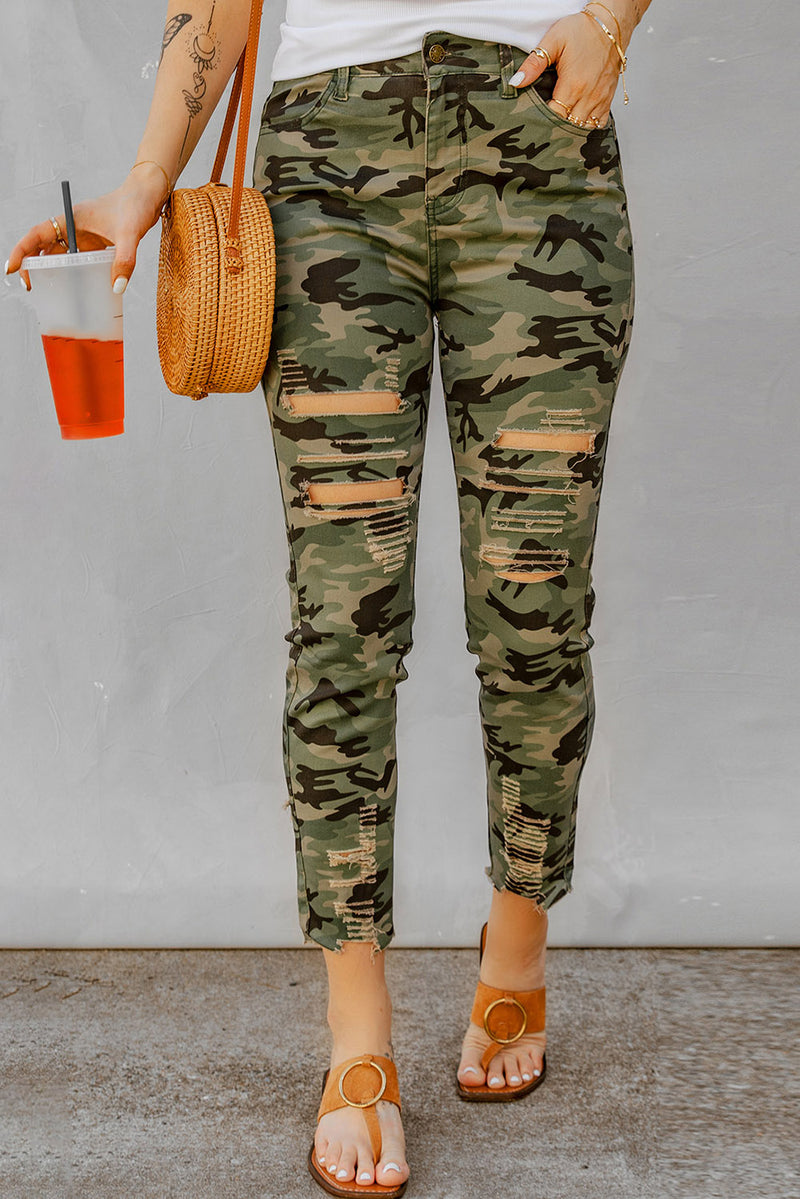 Distressed Camouflage Jeans - AnnieMae21