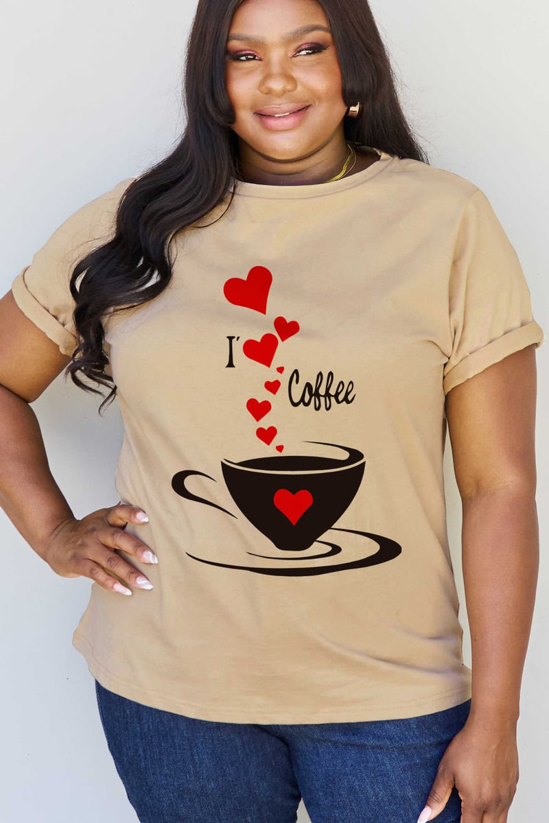 Simply Love Full Size I LOVE COFFEE Graphic Cotton Tee - AnnieMae21